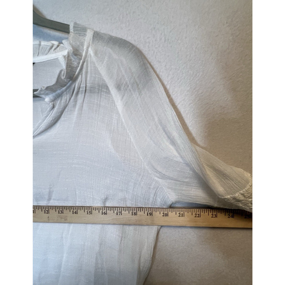 Zac & Rachel Top Womens Size M White Gauzy Bohemian Peasant Blouse - Picture 3 of 9